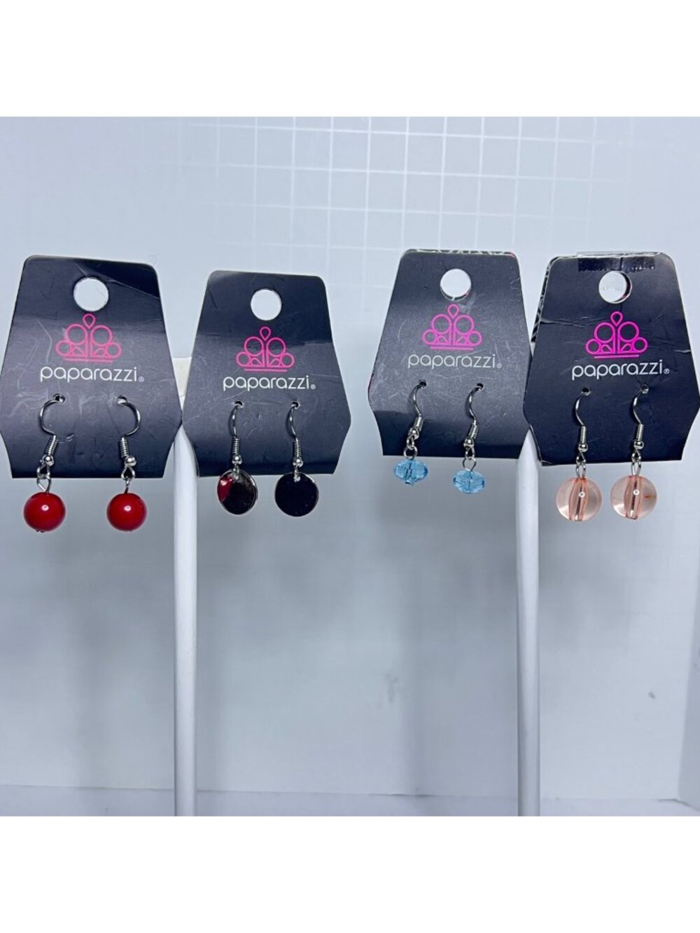 Lot of 4 Paparazzi Silver Tone Pierced Earrings (6440)